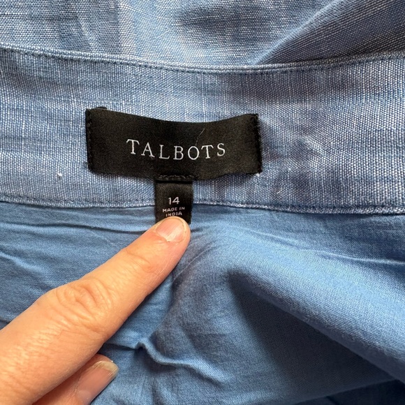 Talbots | Blue A-Line Skirt with Colorful Floral Embroidery | Size 14 - Picture 7 of 10